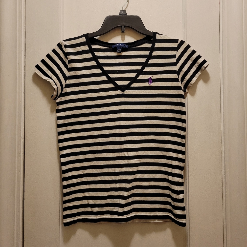 Ralph Lauren Black and White Striped Women's Top Size S/P